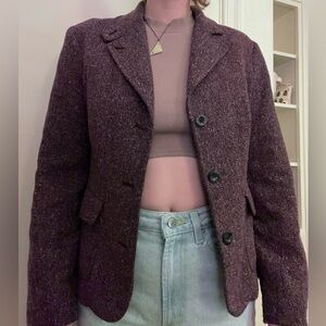 LL Bean Women's Purple Tweed Jacket - Wool